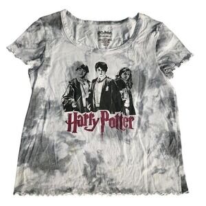 Harry Potter Graphic T-Shirt Tie Dye Top Novelty Tee Cute Ruffle Trim L
